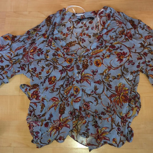 Zara Tops Zara Blue Floral Top Poshmark